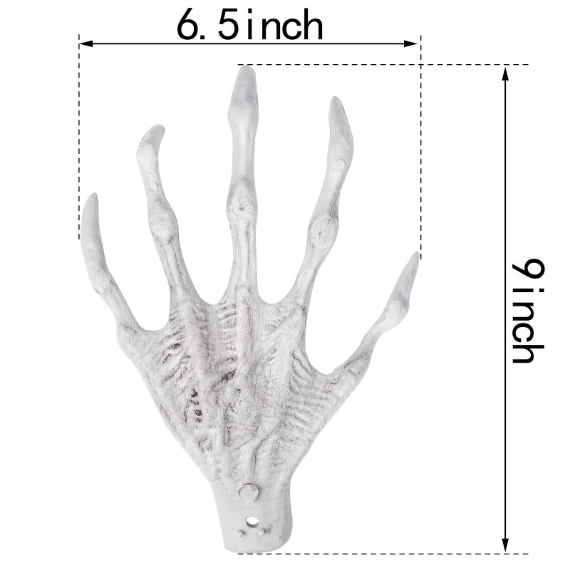 XONOR Halloween Witch Skeleton Hands - 1 Pair Realistic Plastic Scary Skeleton Hand for Halloween Decoration - Image 2